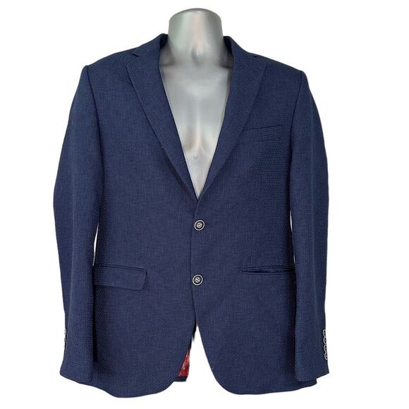 Zegman Navy Blue Textured Two Button Sports Coat Size 50 - Picture 1 of 7